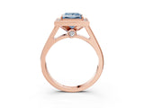 Rose gold Fancy Blue Princess  Halo Solitaire Diamond Ring with Pave Band and Bezel Setting_75