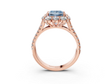 Rose gold Fancy Blue Princess  Halo Split Shank Diamond Engagement Ring with Pave Band and Four-Prong Setting_57