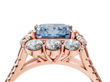 Rose gold Fancy Blue Princess  Halo Split Shank Diamond Engagement Ring with Pave Band and Four-Prong Setting_58