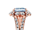 Rose gold Fancy Blue Princess  Halo Split Shank Diamond Engagement Ring with Pave Band and Four-Prong Setting_59