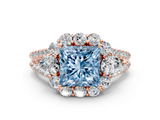 Rose gold Fancy Blue Princess  Halo Split Shank Diamond Engagement Ring with Prong Setting_20