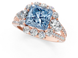 Rose gold Fancy Blue Princess  Halo Split Shank Diamond Engagement Ring with Prong Setting_21