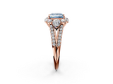 Rose gold Fancy Blue Princess  Halo Split Shank Diamond Engagement Ring with Prong Setting_22