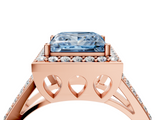 Rose gold Fancy Blue Princess  Halo Split Shank Diamond Ring with Four-Prong Setting_36