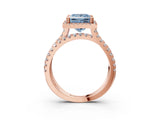 Rose gold Fancy Blue Princess  Halo Split Shank Diamond Ring with Pavé Setting 3