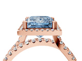 Rose gold Fancy Blue Princess  Halo Split Shank Diamond Ring with Pavé Setting 4