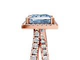 Rose gold Fancy Blue Princess  Halo Split Shank Diamond Ring with Pavé Setting 5