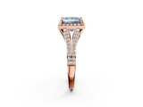 Rose gold Fancy Blue Princess  Halo Split Shank Diamond Ring with Prong Setting_22