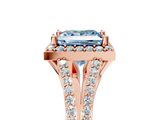 Rose gold Fancy Blue Princess  Halo Split Shank Diamond Ring with Prong Setting_25