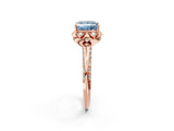 Rose gold Fancy Blue Princess  Halo Split Shank Pave Diamond Ring with Petal Prong Setting_22
