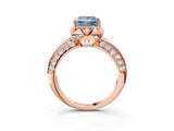 Rose gold Fancy Blue Princess  Halo Split Shank Pave Diamond Ring with Petal Prong Setting_23