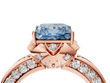 Rose gold Fancy Blue Princess  Halo Split Shank Pave Diamond Ring with Petal Prong Setting_24