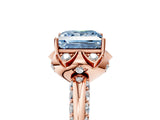 Rose gold Fancy Blue Princess  Halo Split Shank Pave Diamond Ring with Petal Prong Setting_25