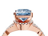 Rose gold Fancy Blue Princess  Halo Twist Band Solitaire Prong Setting Ring_80
