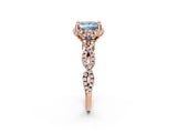 Rose gold Fancy Blue Princess  Halo Twist Band Solitaire Ring with Six-Prong Setting_34