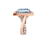 Rose gold Fancy Blue Princess  Halo Twist Band Solitaire Ring_25