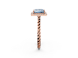Rose gold Fancy Blue Princess  Halo Twisted Band Four-Prong Diamond Ring_22