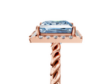 Rose gold Fancy Blue Princess  Halo Twisted Band Four-Prong Diamond Ring_25