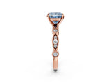 Rose gold Fancy Blue Princess  Milgrain Bezel Diamond Engagement Ring with Solitaire Prong Setting_157