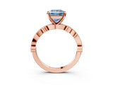 Rose gold Fancy Blue Princess  Milgrain Bezel Diamond Engagement Ring with Solitaire Prong Setting_158