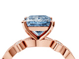 Rose gold Fancy Blue Princess  Milgrain Bezel Diamond Engagement Ring with Solitaire Prong Setting_159