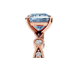 Rose gold Fancy Blue Princess  Milgrain Bezel Diamond Engagement Ring with Solitaire Prong Setting_160