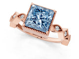 Rose gold Fancy Blue Princess  Milgrain Marquise Diamond Twist Band Ring_62