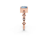 Rose gold Fancy Blue Princess  Milgrain Marquise Diamond Twist Band Ring_63