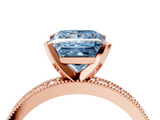 Rose gold Fancy Blue Princess  Milgrain Pave Diamond Engagement Ring with Four-Prong Setting_153