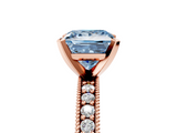 Rose gold Fancy Blue Princess  Milgrain Pave Diamond Engagement Ring with Four-Prong Setting_154