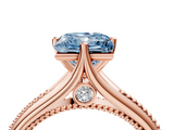 Rose gold Fancy Blue Princess  Solitaire Beaded Band Six-Prong Setting_4
