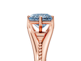 Rose gold Fancy Blue Princess  Solitaire Beaded Band Six-Prong Setting_5