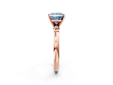 Rose gold Fancy Blue Princess  Solitaire Beaded Band with Four-Prong Setting_72