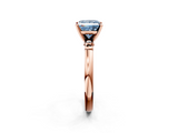 Rose gold Fancy Blue Princess  Solitaire Beaded Band with Four-Prong Setting_73
