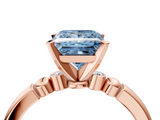Rose gold Fancy Blue Princess  Solitaire Beaded Band with Four-Prong Setting_75