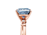 Rose gold Fancy Blue Princess  Solitaire Beaded Band with Four-Prong Setting_76