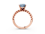 Rose gold Fancy Blue Princess  Solitaire Bezel Accent Diamond Engagement Ring with Beaded Band and Four-Prong Setting_47