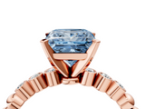 Rose gold Fancy Blue Princess  Solitaire Bezel Accent Diamond Engagement Ring with Beaded Band and Four-Prong Setting_48