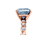 Rose gold Fancy Blue Princess  Solitaire Bezel Accent Diamond Engagement Ring with Beaded Band and Four-Prong Setting_49