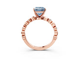 Rose gold Fancy Blue Princess  Solitaire Bezel-Set Diamond Ring with Beaded Band and Four-Prong Setting_35