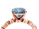 Rose gold Fancy Blue Princess  Solitaire Bezel-Set Diamond Ring with Beaded Band and Four-Prong Setting_36