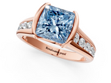 Rose gold Fancy Blue Princess  Solitaire Bezel-Set Diamond Ring with Channel-Set Band_37