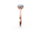 Rose gold Fancy Blue Princess  Solitaire Cathedral Diamond Ring with Six-Prong Setting_19