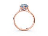 Rose gold Fancy Blue Princess  Solitaire Cathedral Diamond Ring with Six-Prong Setting_20