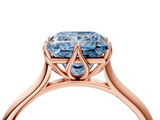 Rose gold Fancy Blue Princess  Solitaire Cathedral Diamond Ring with Six-Prong Setting_21