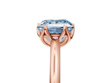 Rose gold Fancy Blue Princess  Solitaire Cathedral Diamond Ring with Six-Prong Setting_22