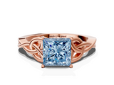 Rose gold Fancy Blue Princess  Solitaire Celtic Knot Engagement Ring with Four-Prong Setting_62