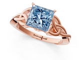 Rose gold Fancy Blue Princess  Solitaire Celtic Knot Engagement Ring with Four-Prong Setting_63