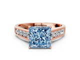 Rose gold Fancy Blue Princess  Solitaire Channel-Set Diamond Engagement Ring with Four-Prong Setting_32