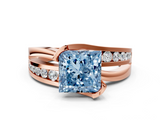 Rose gold Fancy Blue Princess  Solitaire Channel-Set Split Shank Ring with Tension Prong Setting_3